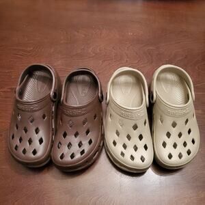 NothinZ Womens 5 Youth 3 Brown Beige Clogs New 2 Pack